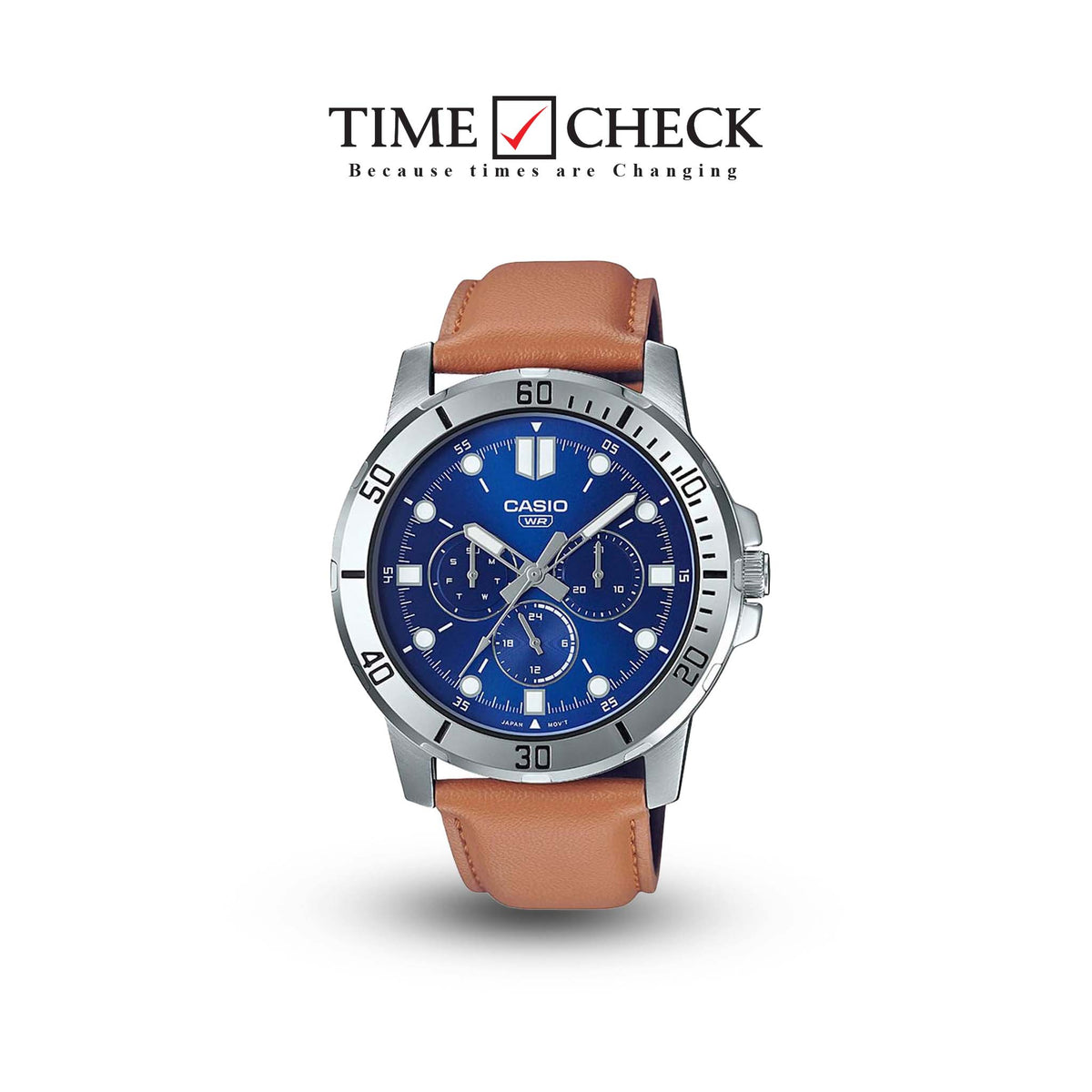 MTP-VD300L-2EUDF Casio Leather Multi function Men's Watch. - Timecheck
