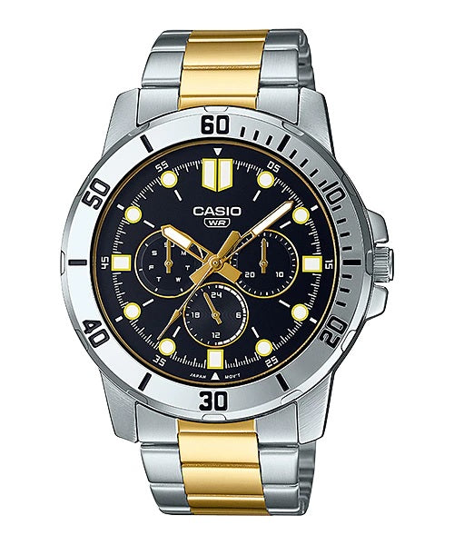 MTP-VD300sg-1EUDF Casio Black Dial Silver/gold Stainless Steel Analog Quartz Men's Watch. TIMECHECK