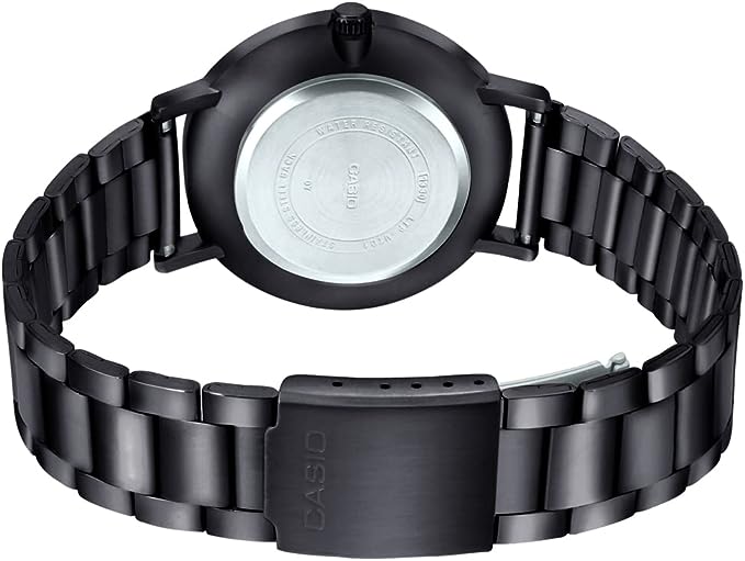 MTP-VT01B-7BUDF Casio Black IP Stainless Steel White Dial 3-Hand Analog Men's Watch. - Timecheck