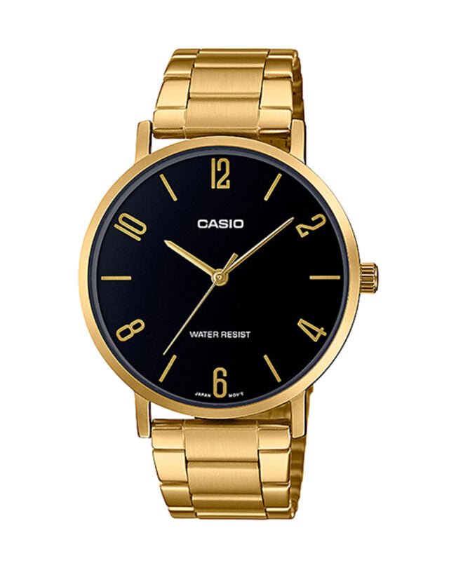 MTP-VT01G-1B2UDF Casio Black Dial Stainless Steel Analog Quartz Men's Watch. - Timecheck