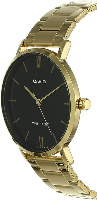 MTP-VT01G-1BUDF Casio Black Dial Stainless Steel Analog Quartz Men's Watch. - Timecheck