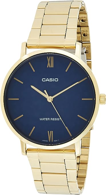 MTP-VT01G-2BUDF Casio Blue Dial Stainless Steel Analog Quartz Men's Watch. - Timecheck