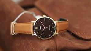 MTP-VT01Gl-5BUDF Casio brown Dial brown leather strap Analog Quartz Men's Watch. - Timecheck
