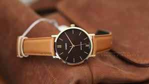 MTP-VT01Gl-5BUDF Casio brown Dial brown leather strap Analog Quartz Men's Watch. fashionable