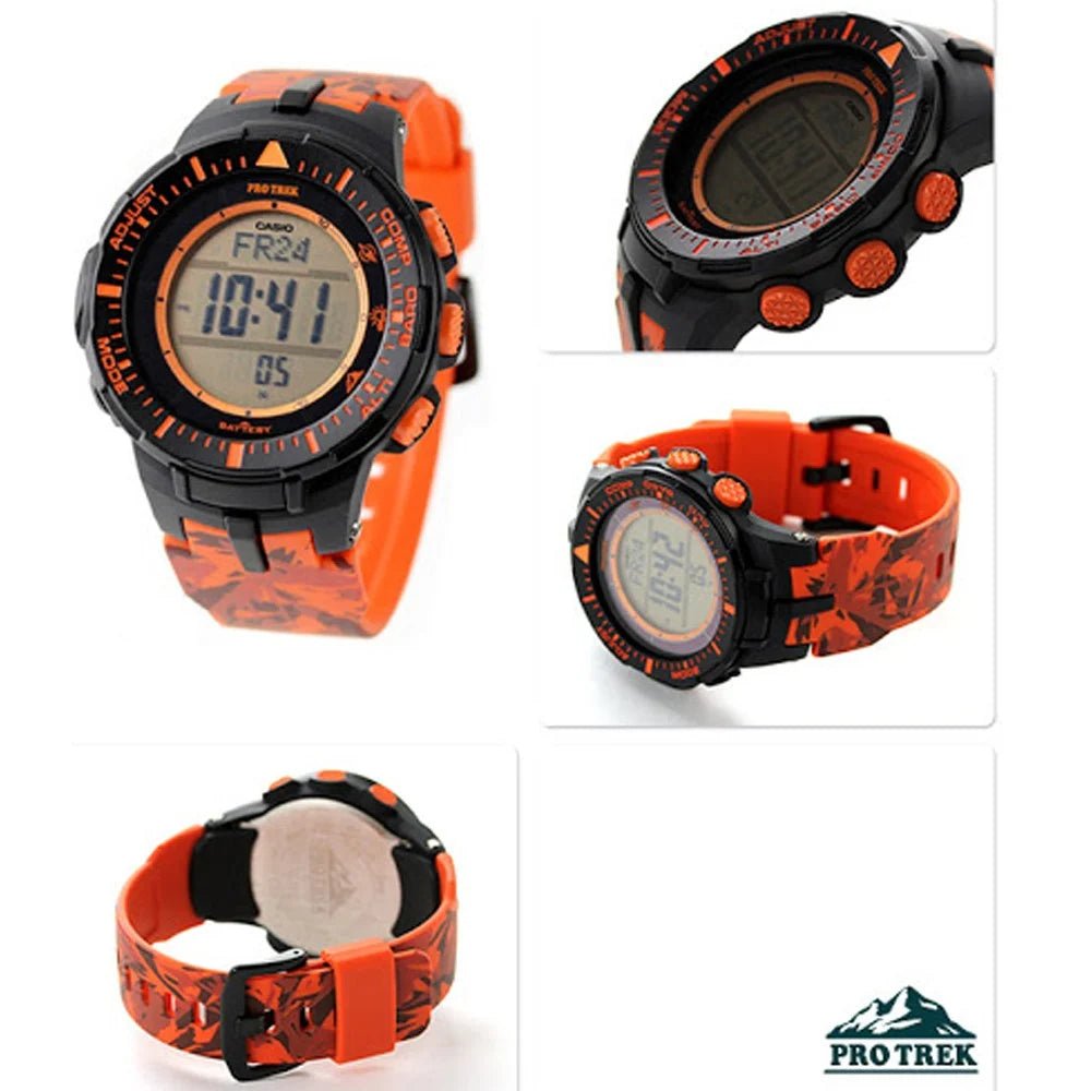 PRG-300CM-4DR Casio Protrek Orange Silicon Strap Solar Digital Men's Watch. - Timecheck