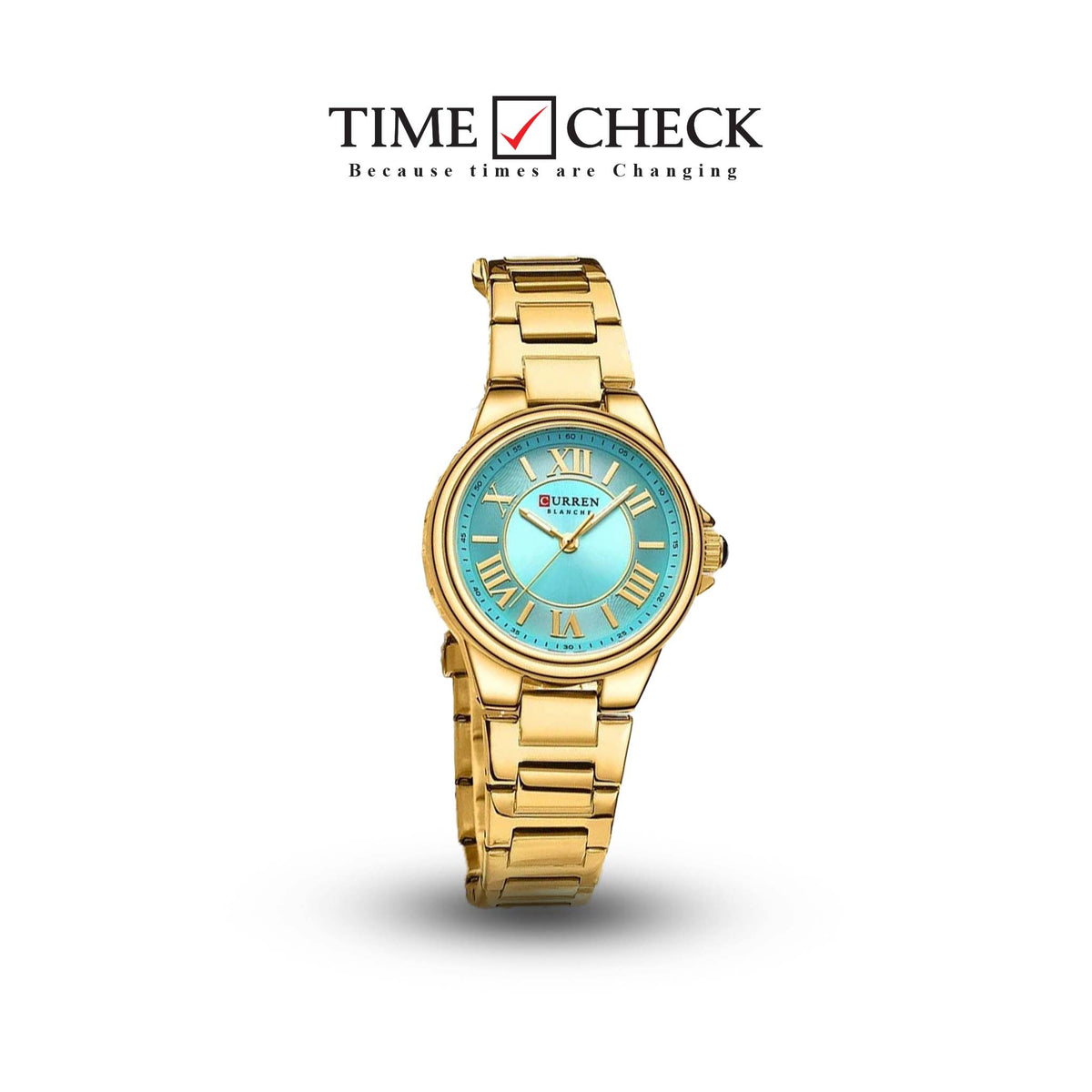 Quartz Women's C-9091L Curren SEA GREEN Dial Golden Stainless Steel AnalogWatch. - Timecheck