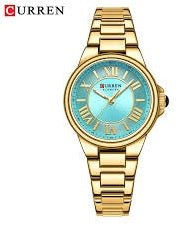 Quartz Women's C-9091L Curren SEA GREEN Dial Golden Stainless Steel AnalogWatch. - Timecheck