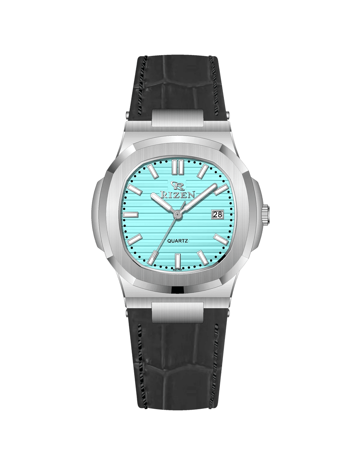 Rizen Aris Classic Silver RZ-0757 Leather Strap Quartz - Timecheck