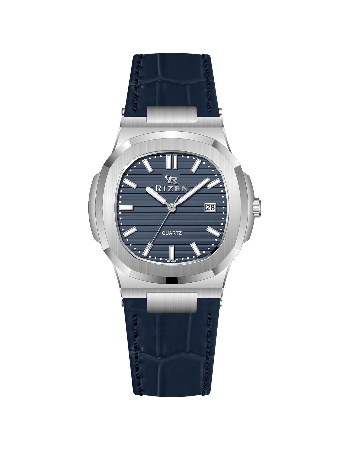 Rizen Aris Classic Silver RZ-0757 Leather Strap Quartz - Timecheck