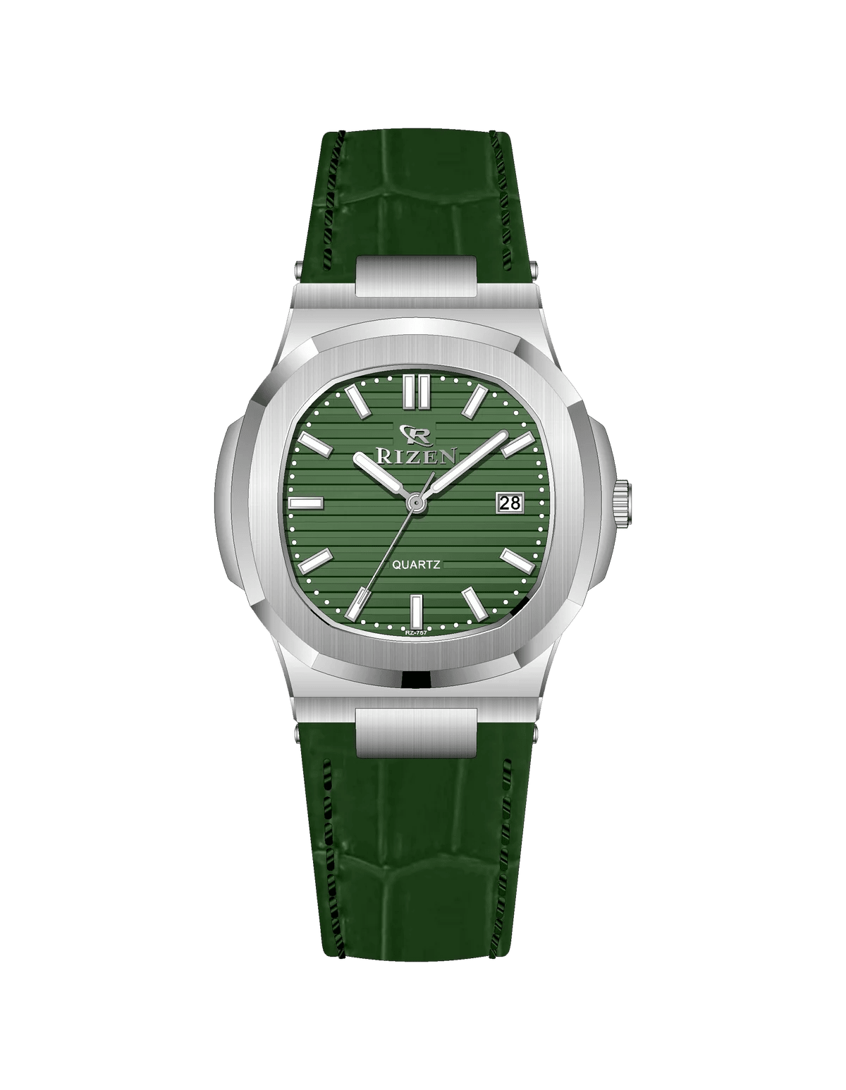 Rizen Aris Classic Silver RZ-0757 Leather Strap Quartz - Timecheck