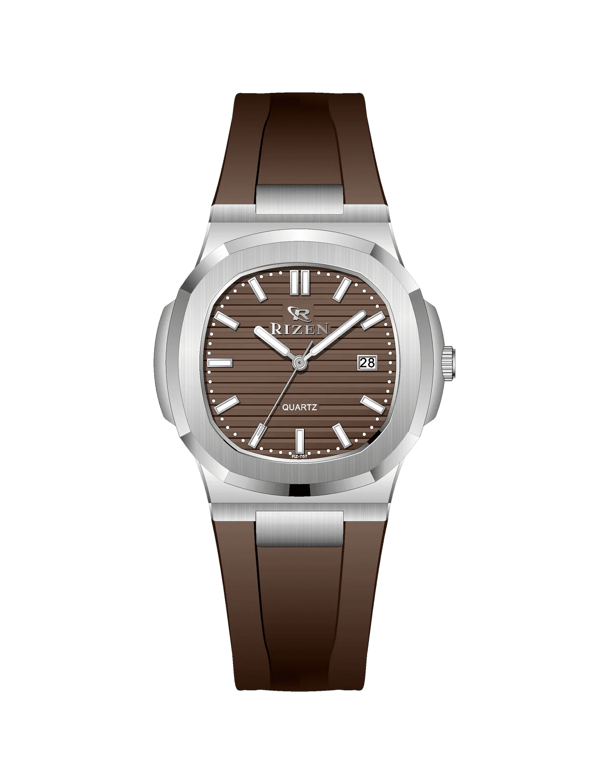 Rizen Aris Silver RZ-0757 Silicon Strap Quartz - Timecheck