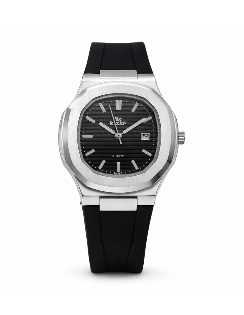 Rizen Aris Silver RZ-0757 Silicon Strap Quartz - Timecheck