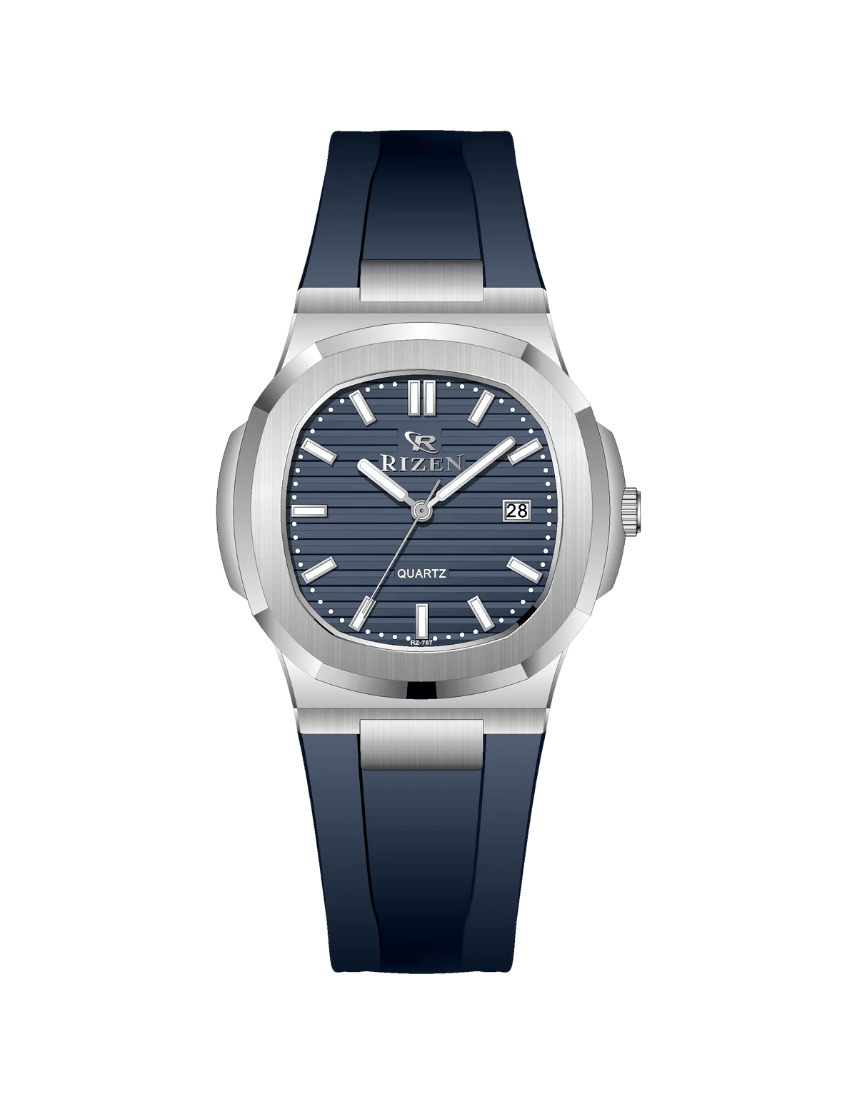 Rizen Aris Silver RZ-0757 Silicon Strap Quartz - Timecheck