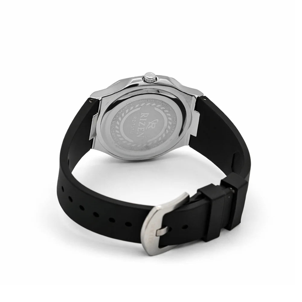 Rizen Aris Silver RZ-0757 Silicon Strap Quartz - Timecheck