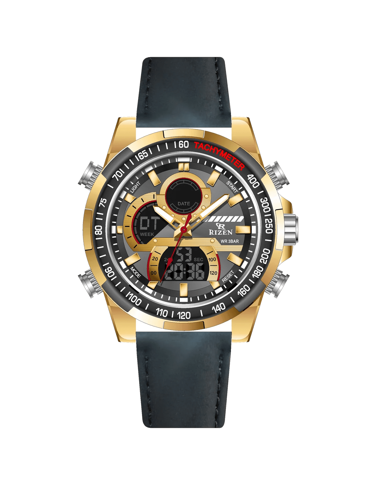 Rizen Armor RZ-0856 Leather Strap Quartz - Timecheck