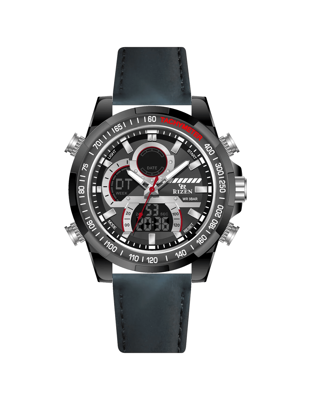 Rizen Armor RZ-0856 Leather Strap Quartz - Timecheck