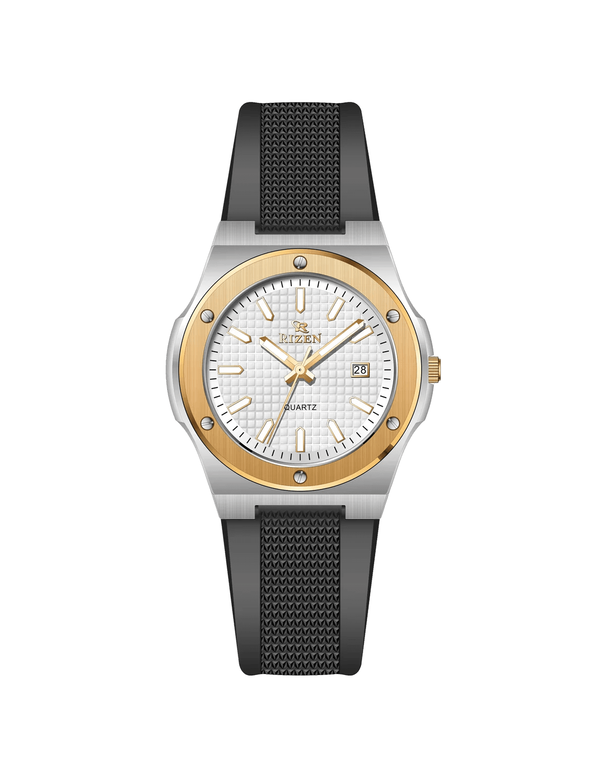 Rizen Atlas Gold RZ-0908 Silicon Strap Quartz - Timecheck