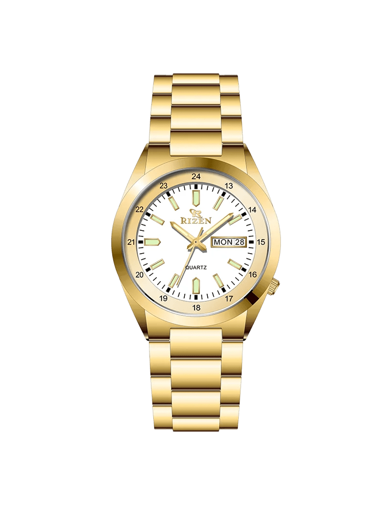 Rizen Blaze Gold RZ-744 Gold stainless steel Quartz - Timecheck