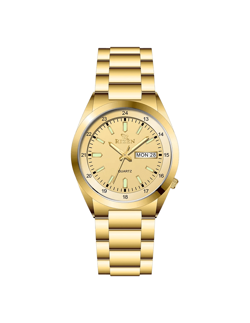 Rizen Blaze Gold RZ-744 Gold stainless steel Quartz - Timecheck