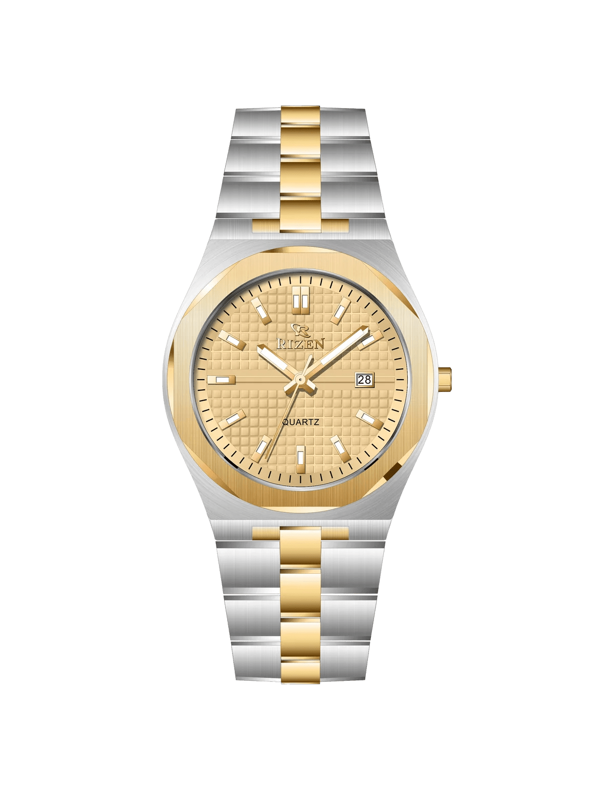 Rizen Cipher RZ-0914 Gold Two Tone Stainless Steel Quartz - Timecheck
