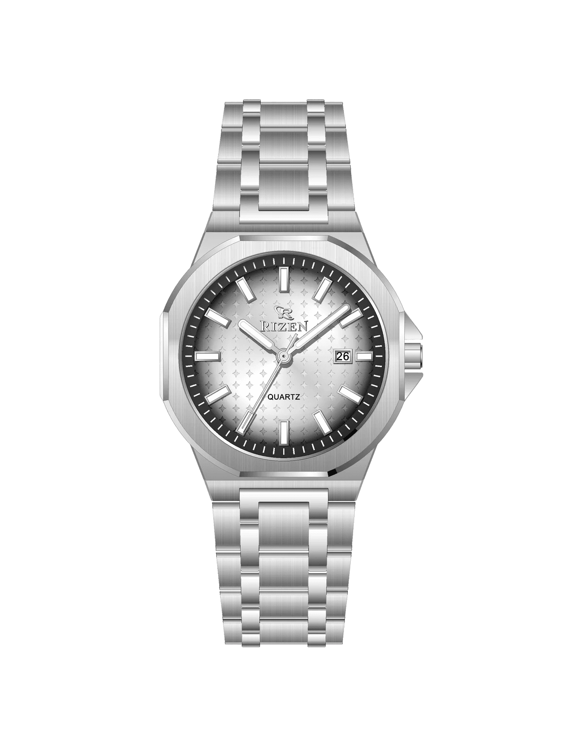 Rizen duo RZ-0916 Silver Stainless Steel Quartz - Timecheck