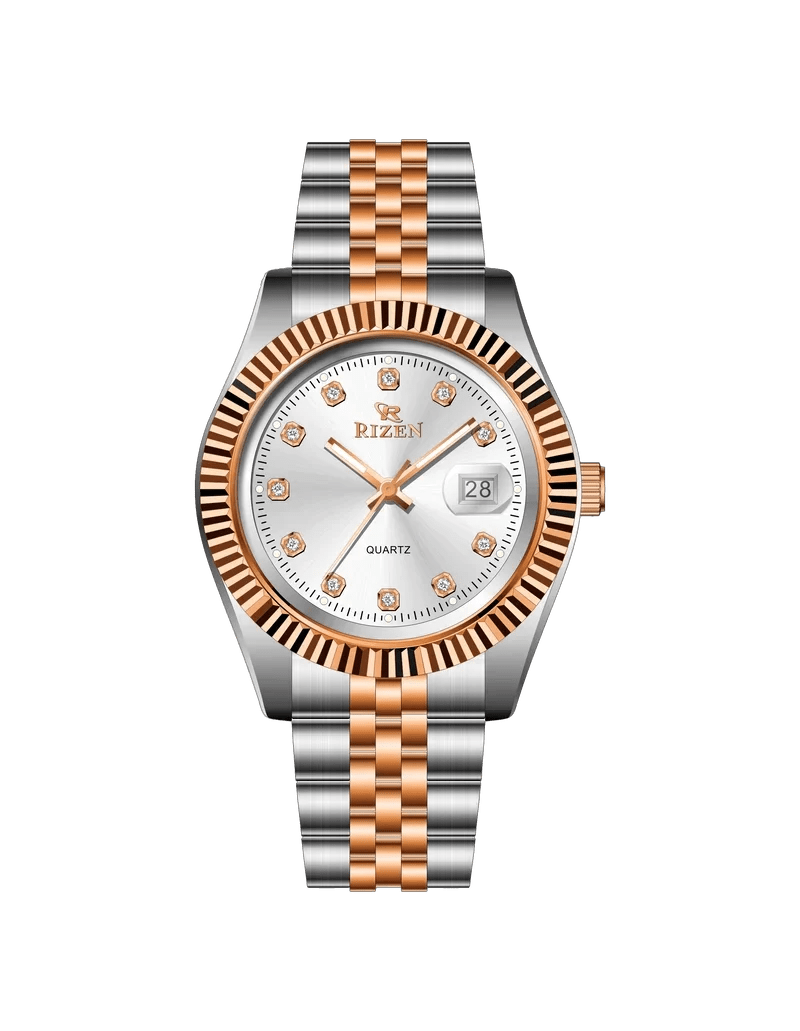 Rizen Empire RZ-1296 Rose Gold Two Tone stainless steel Quartz - Timecheck