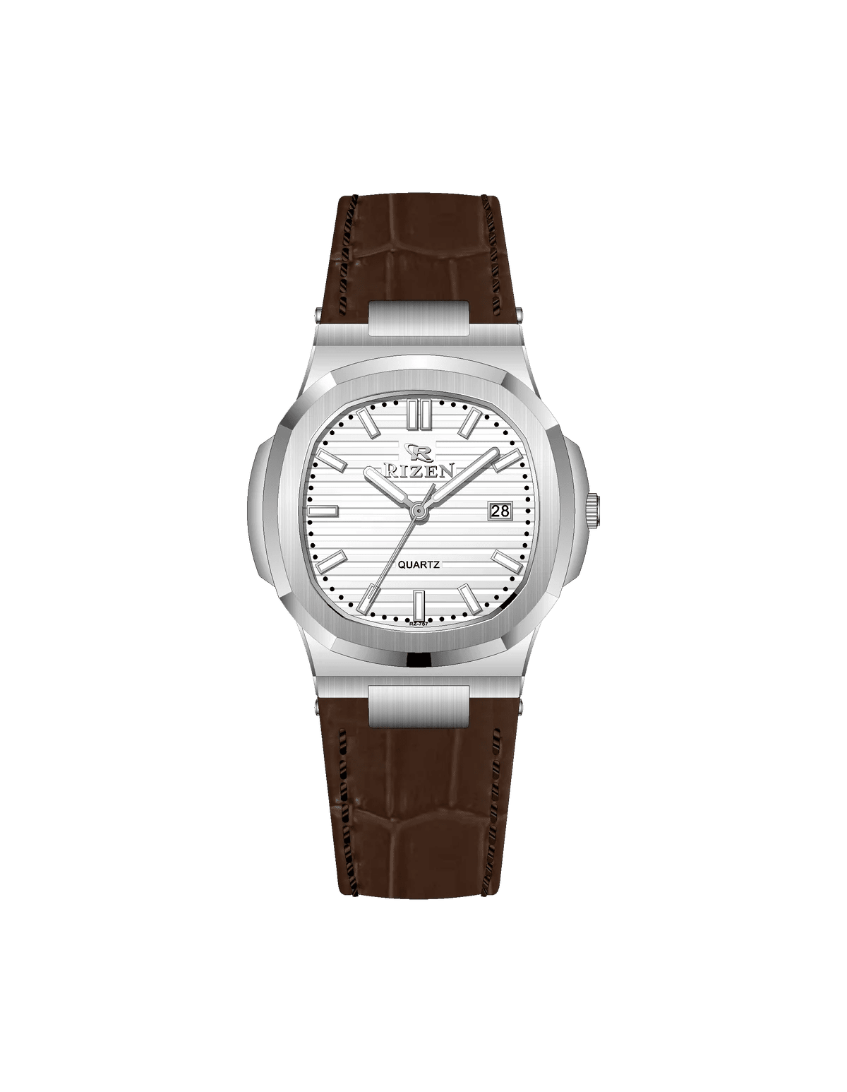 Rizen Kate Silver RZ-0757L LEATHER STRAP Quartz - Timecheck