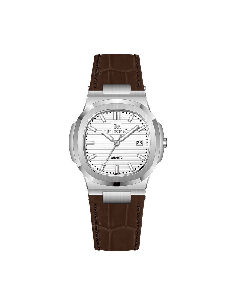 Rizen Kate Silver RZ-0757L LEATHER STRAP Quartz - Timecheck