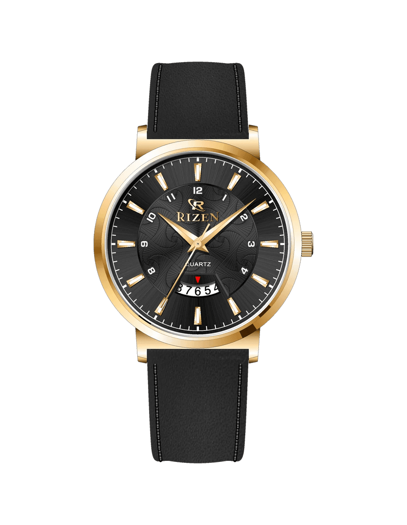 Rizen Luxen Gold RZ-0831 Leather Strap Quartz - Timecheck