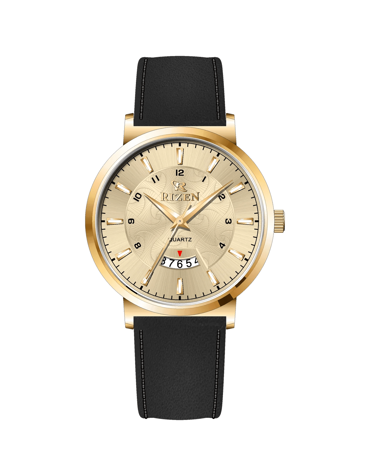 Rizen Luxen Gold RZ-0831 Leather Strap Quartz - Timecheck