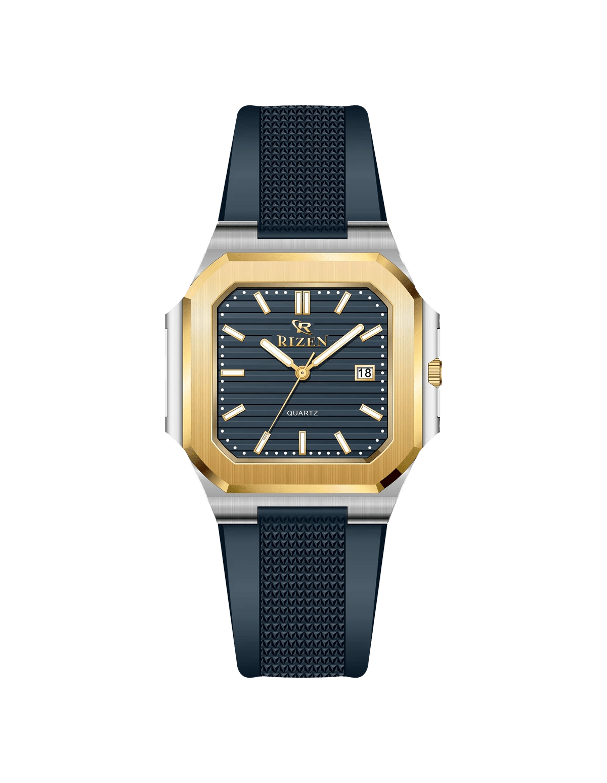Rizen Matrix RZ-0906 Gold Two Tone Silicone Strap Quartz - Timecheck