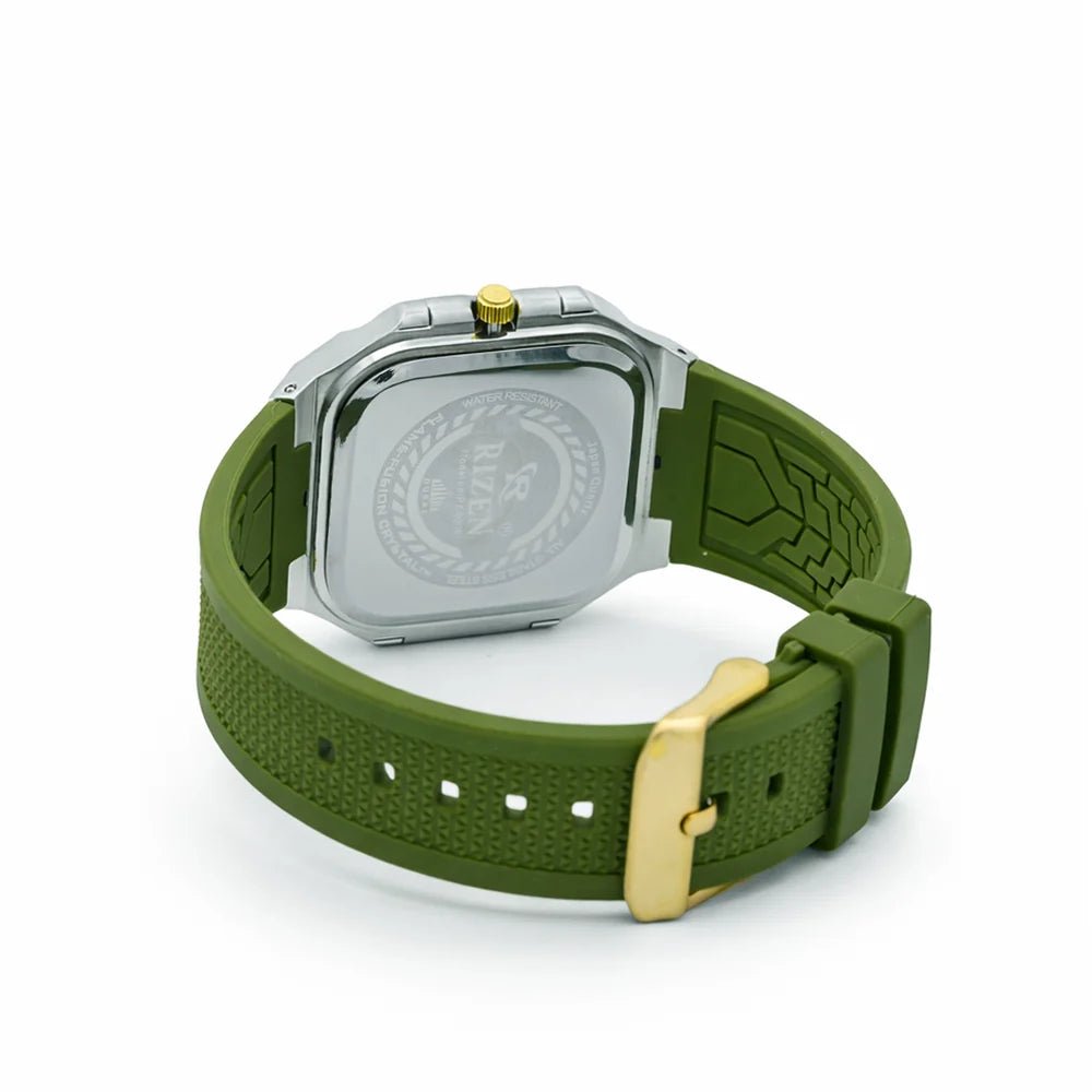 Rizen Matrix RZ-0906 Gold Two Tone Silicone Strap Quartz - Timecheck