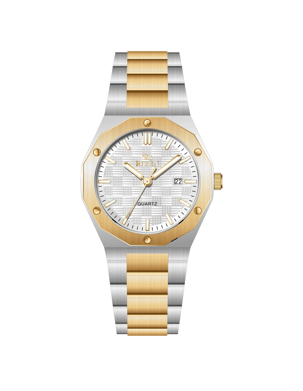 Rizen Premo RZ-0911 Gold Two Tone Stainless Steel Quartz - Timecheck