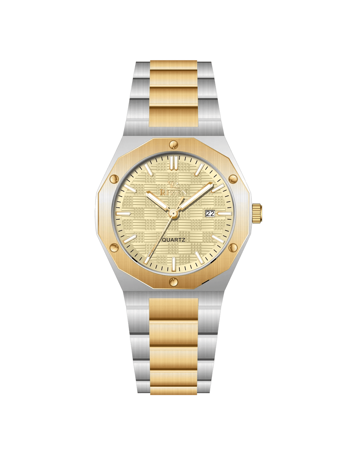 Rizen Premo RZ-0911 Gold Two Tone Stainless Steel Quartz - Timecheck