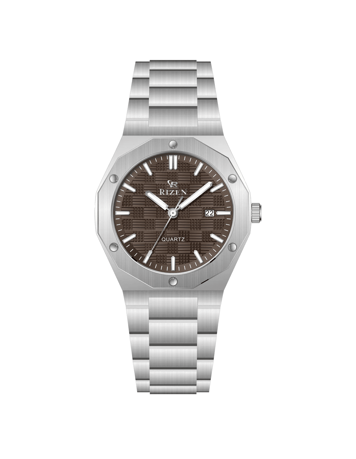 Rizen Premo Shine RZ-0911 Silver Stainless Steel Quartz - Timecheck