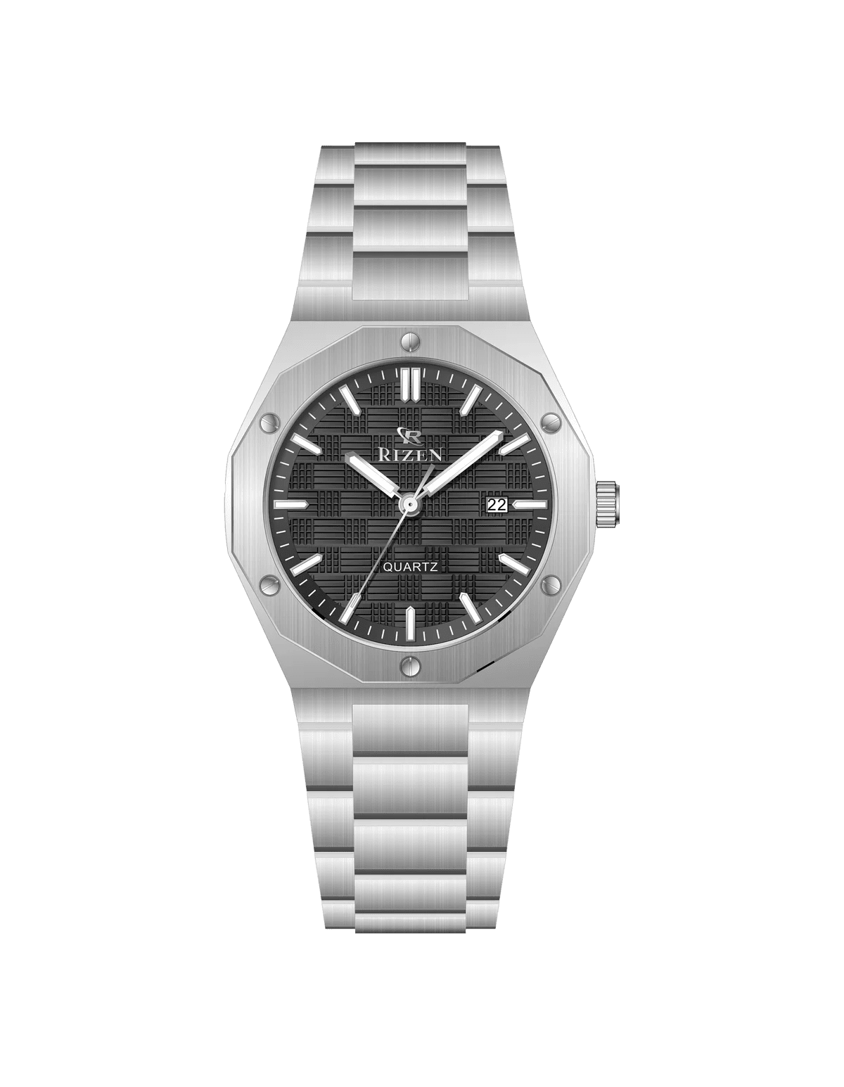 Rizen Premo Shine RZ-0911 Silver Stainless Steel Quartz - Timecheck