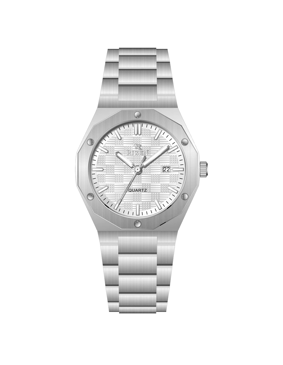 Rizen Premo Shine RZ-0911 Silver Stainless Steel Quartz - Timecheck