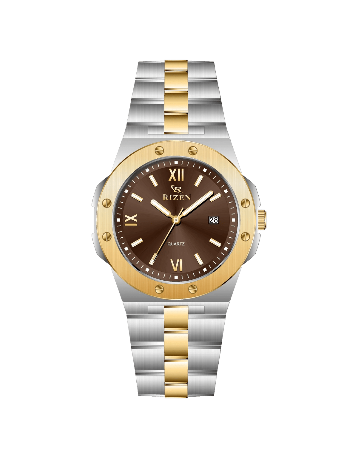 Rizen Quill duo RZ-0910 Gold Two Tone Stainless Steel Quartz - Timecheck