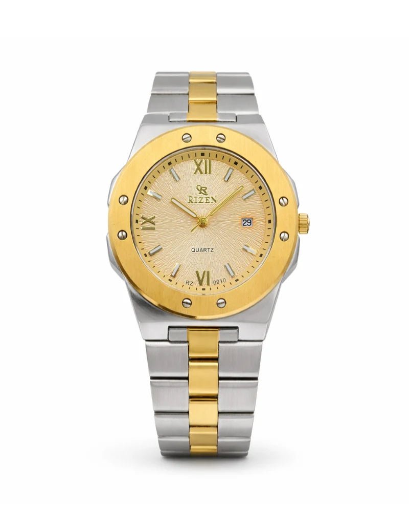 Rizen Quill duo RZ-0910 Gold Two Tone Stainless Steel Quartz - Timecheck