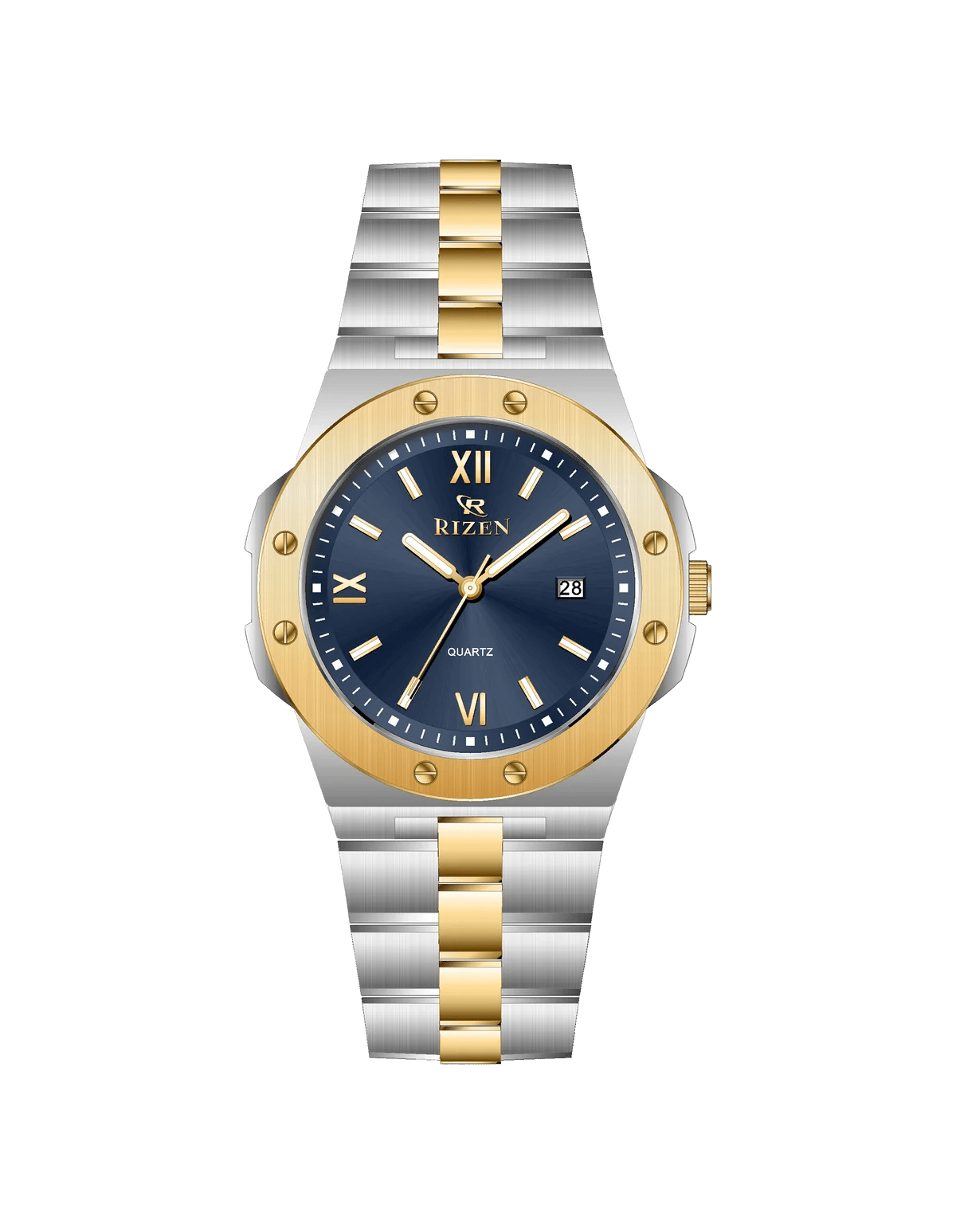 Rizen Quill duo RZ-0910 Gold Two Tone Stainless Steel Quartz - Timecheck