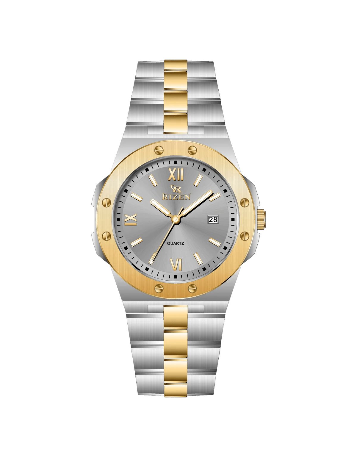 Rizen Quill duo RZ-0910 Gold Two Tone Stainless Steel Quartz - Timecheck