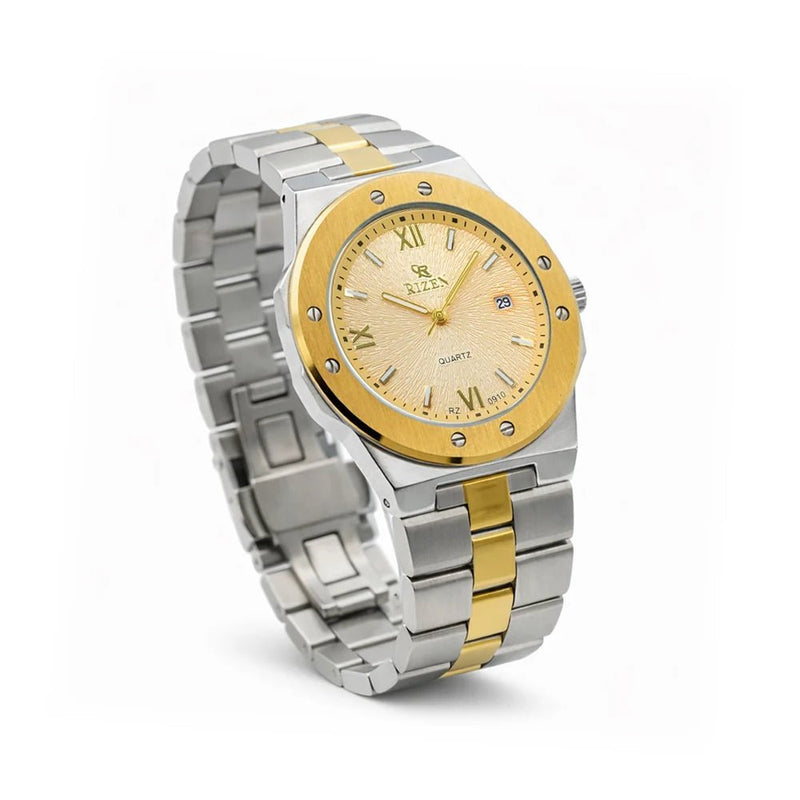 Rizen Quill duo RZ-0910 Gold Two Tone Stainless Steel Quartz - Timecheck