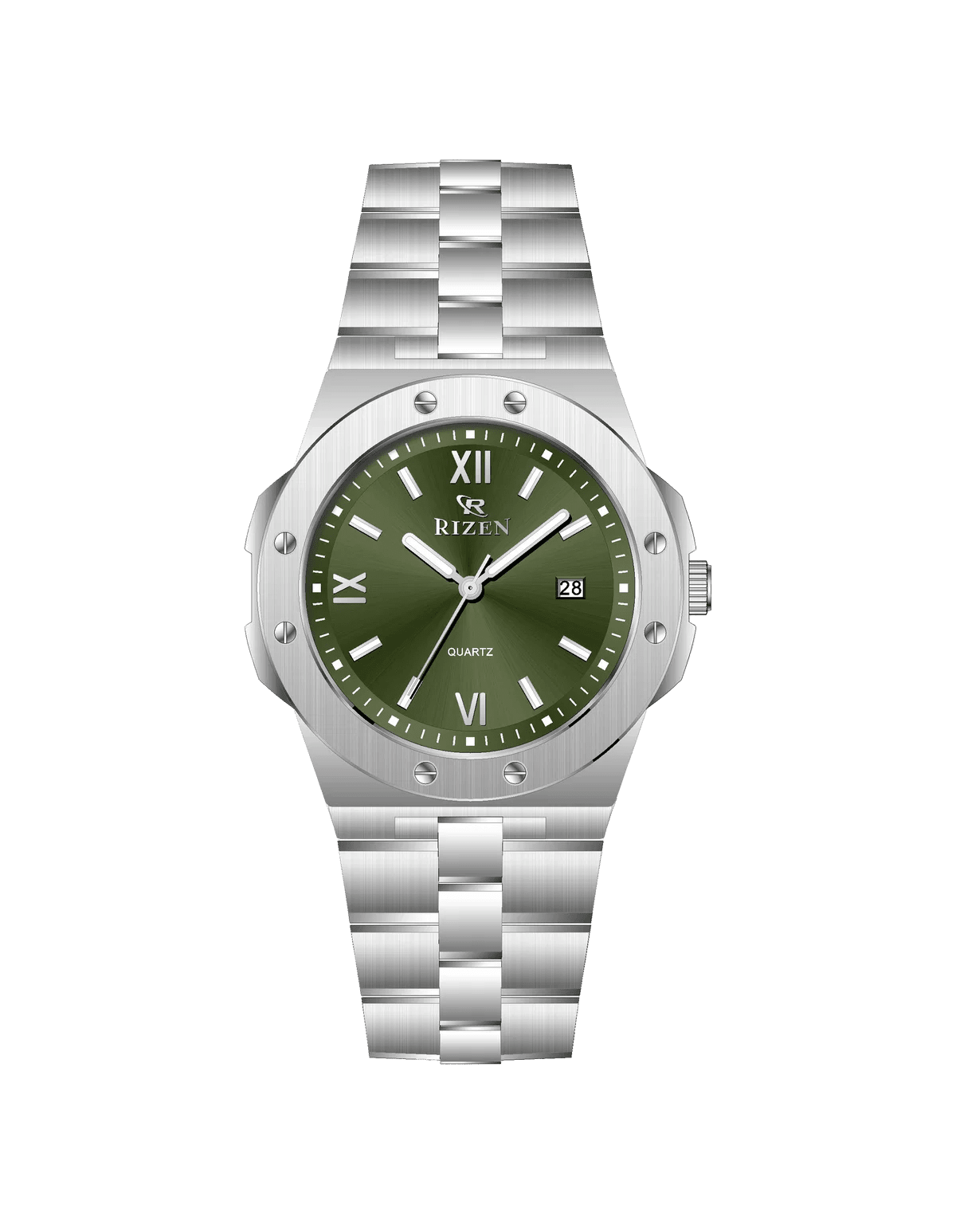 Rizen Quill Shine RZ-0910 Silver Stainless Steel Quartz - Timecheck