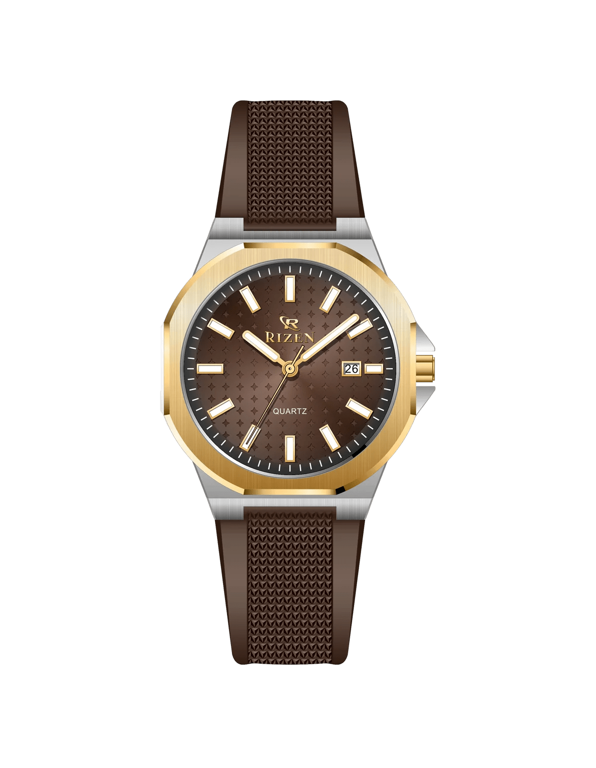 Rizen Rogar Gold RZ-0907 Silicon Strap Quartz - Timecheck