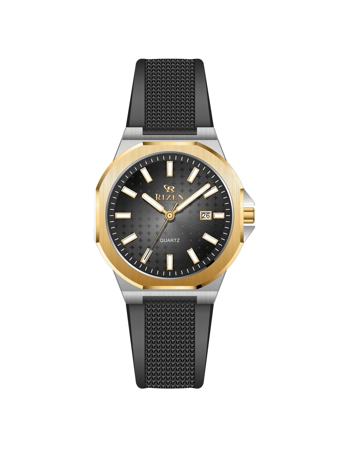 Rizen Rogar Gold RZ-0907 Silicon Strap Quartz - Timecheck