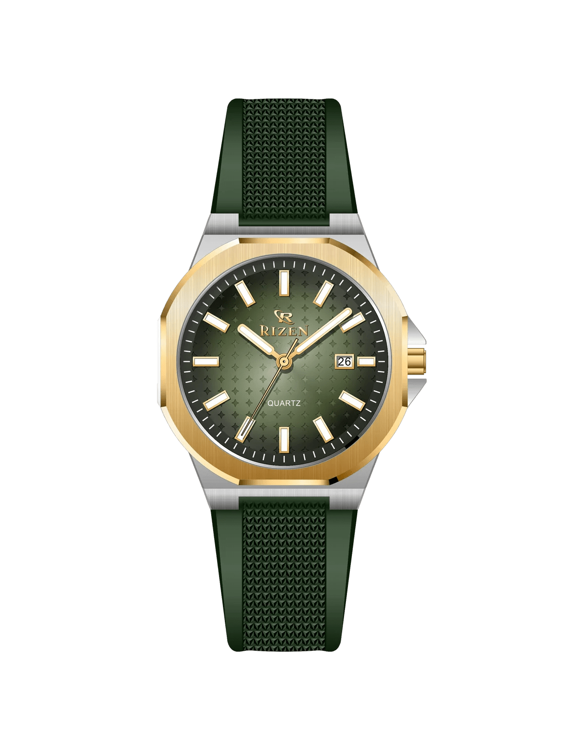 Rizen Rogar Gold RZ-0907 Silicon Strap Quartz - Timecheck