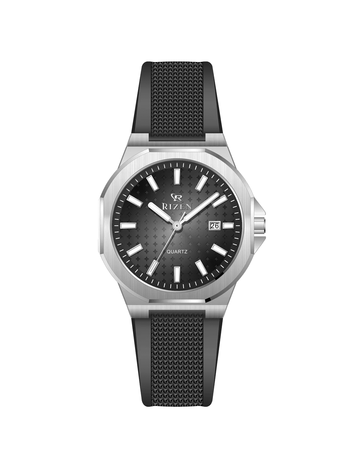 Rizen Rozgar Silver RZ-0907 Silicon Strap Quartz - Timecheck