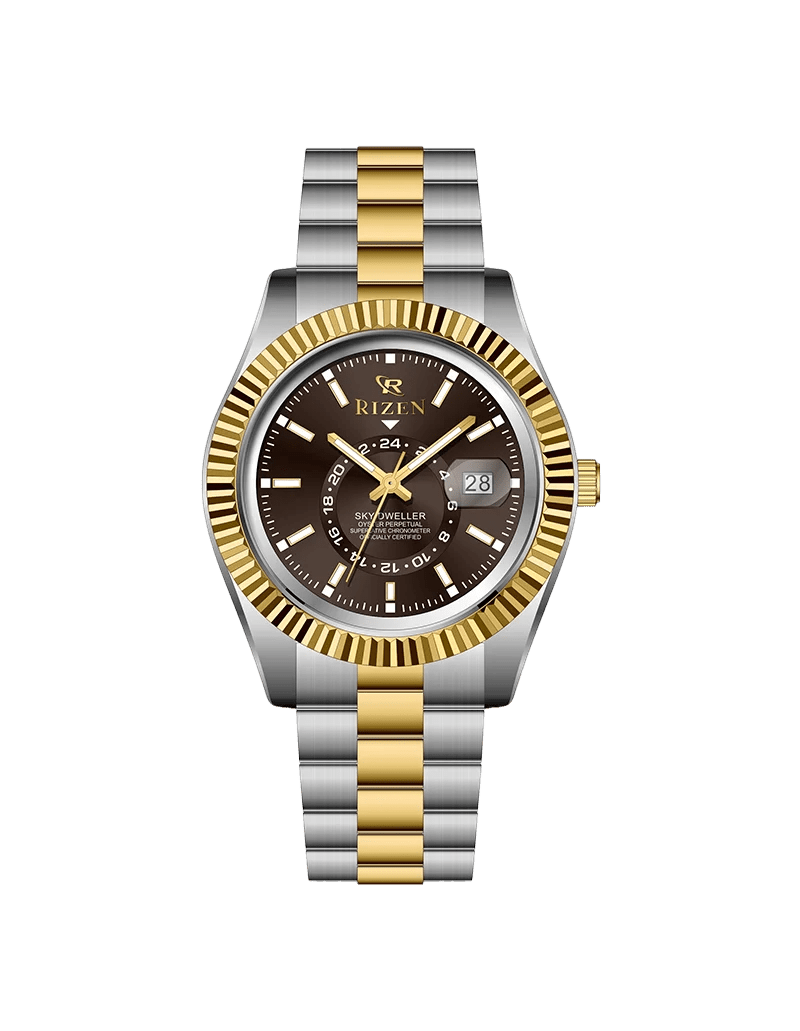 Rizen SkyDweller Dual RZ-758 Two tone stainless steel Quartz - Timecheck