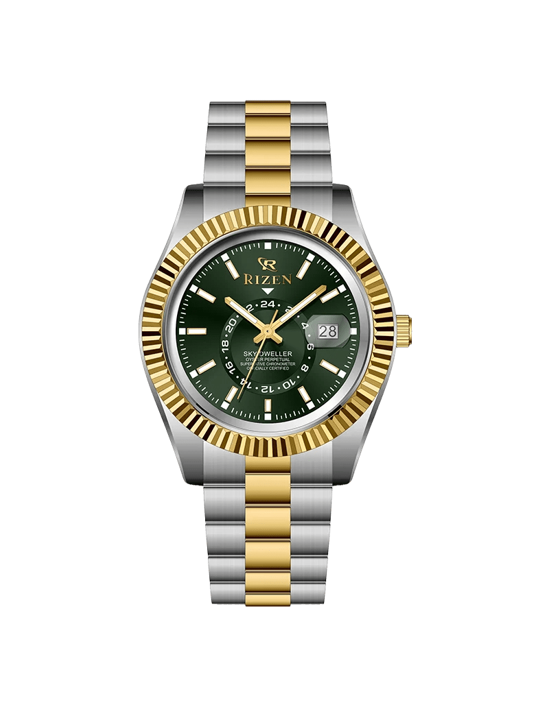 Rizen SkyDweller Dual RZ-758 Two tone stainless steel Quartz - Timecheck