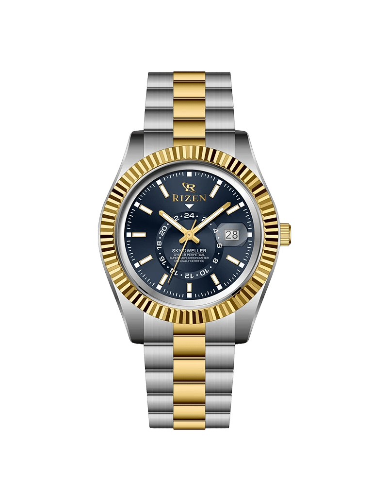 Rizen SkyDweller Dual RZ-758 Two tone stainless steel Quartz - Timecheck